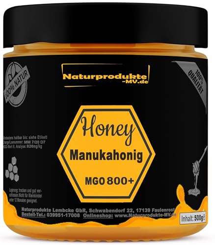 Manuka Honig MGO 800+ 500g Echtglas (Blacklabel) hoher MGO-Wert 100% Echter Premium Manukahonig aus Neuseeland von Naturprodukte-MV