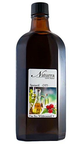 Naturra BIO Speiseöl Hagebuttenkernöl (Wildrosenöl) DUO mit Mandelöl 250ml Glas von Naturra