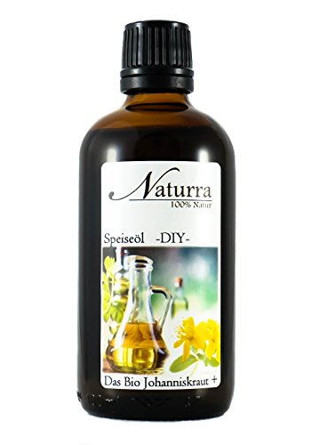 Naturra BIO Speiseöl Johanniskrautöl (Rotöl) DUO mit Wildrosenöl 100ml Glas - Johanniskraut aus Bio-Anbau in Deutschland von Naturra