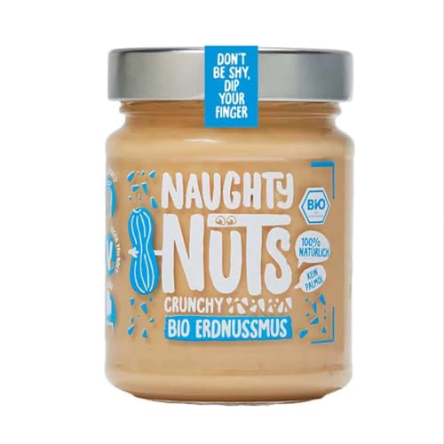 NAUGHTY NUTS Bio Erdnussmus Crunchy | Vegane Erdnussbutter | 100% Natürlich | Ohne Palmöl & Zucker | Ideal Als Topping Für Müsli | 500g von Naughty Nuts