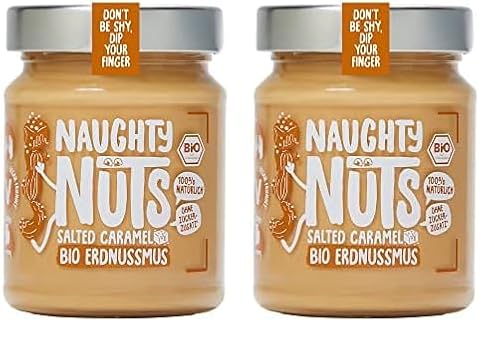 NAUGHTY NUTS Bio Erdnussmus Salted Caramel | Vegane Erdnussbutter | 100% Natürlich | Ohne Palmöl & Zucker | Ideal Als Topping Für Müsli | 250g (Packung mit 2) von Naughty Nuts