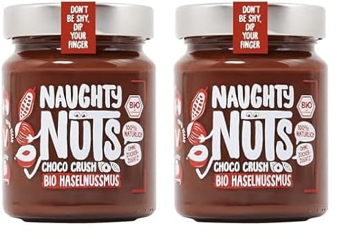 NAUGHTY NUTS Bio Haselnussmus Choco Crush | Vegane Schokolade | 100% Natürlich | Ohne Palmöl & Zucker | Ideal Als Topping Für Müsli | 250g (Packung mit 2) von Naughty Nuts