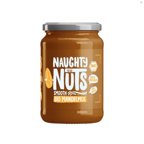 NAUGHTY NUTS Bio Mandelmus SMOOTH, 100% vegan, 500g - ohne Palmöl & Zuckerzusatz, natürliches Nussmus, ideal als Topping oder für Rezepte, aus Bio Mandeln & mit einer Prise Meersalz verfeinert von Naughty Nuts
