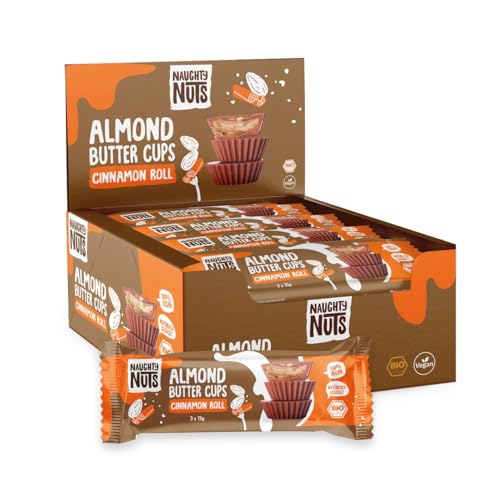 Naughty Nuts Bio Almond Butter Cups Cinnamon Roll - Vegan, Palmölfrei und ohne Raffinierten Zucker - 12x39g von Naughty Nuts