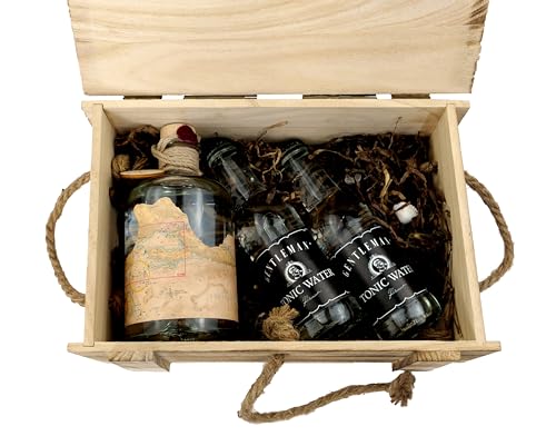 Navis Gin Adria - Gin Geschenk-Set mit Tonic Water in hochwertiger Holz-Kiste - Flasche mit maritimer Seekarte - Regionale Botanicals von der Adria - Zitrus mediterran - Handmade - 0,5L - 43% Vol von Navis