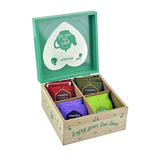 Neavita Enjoy Your Tea Time - Cofanetto Legno Verde A 4 Scomparti, 20 Bustine von Neavita