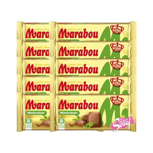 10x Marabou Mint Krokant 220g mit einer erfrischenden Minznote kombiniert mit knusprigem Karamell von Needforsweet