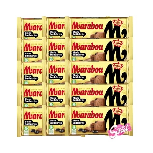 15x Marabou Salzlakritz 220g mit zarter Milchschokolade und salzigen Lakritzstückchen von Needforsweet
