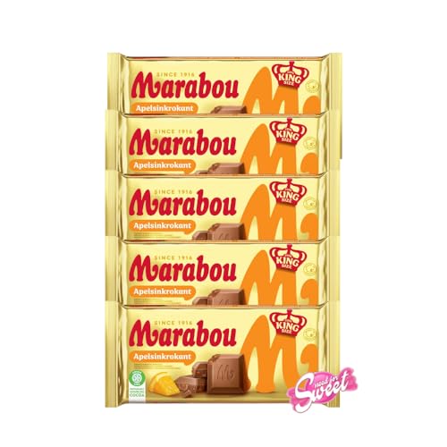 5x Marabou Apelsin Krokant 220g mit Orangenaroma und knusprigem Karamell von Needforsweet