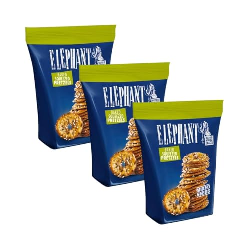 Elephant Baked Squeezed Pretzels Mixed Seeds 3x180g - Die perfekte Mischung aus Knusprigkeit und gesunden Samen - Box by Needforsweet von Needforsweet