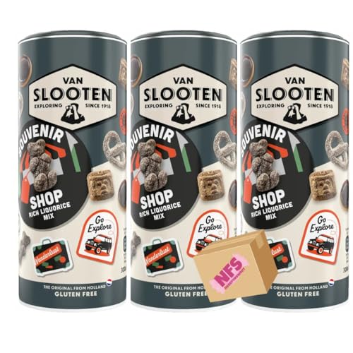 Van Slooten Souvenir Shop Rich Liquorice Mix 3x360g – Vegan, glutenfrei, ohne Gelatine – Lakritz-Mischung in Reisedosen – im Needforsweet Karton – 1080g Vorteilspack Van Slooten Souvenir Shop Rich Liquorice Mix 3x360g – Vegan, glutenfrei, ohne Gelatine – Lakritz-Mischung in Reisedosen – im Needforsweet Karton – 1080g Vorteilspack von Needforsweet