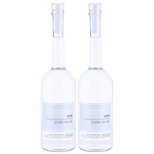 Nehrbaß - 2er Set Birnenbrand aus der Williams Christ Birne 0,7 Liter - Premium Edelbrand 40% Vol. - Birnen Obstbrand - Schnaps aus Deutschland von Nehrbaß