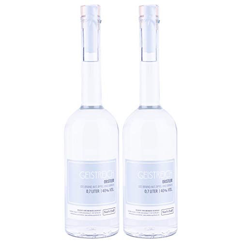 Nehrbaß - 2er Set Obstler aus Äpfeln und Birnen 0,7 Liter - Premium Edelbrand Obstbrand 40% Vol. - Birne & Apfel Schnaps Brand aus Deutschland von Nehrbaß