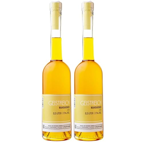 Nehrbaß - 2er Set Premium Mandarinen Likör 17% Alkohol 0,5 Liter - Original Mandarinenlikör fruchtig, herb und süß - Mandarino Mandarine Liköre aus Deutschland von Nehrbaß