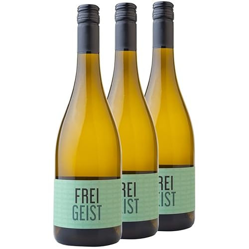 Nehrbaß - Alkoholfreier Wein - Perlwein "FREIGEIST" 3 x 0,75 Liter mit zugesetzter Kohlensäure (<0,5%) - Qualitätswein Wein alkoholfrei trocken aus Deutschland (Weißwein) von Nehrbaß