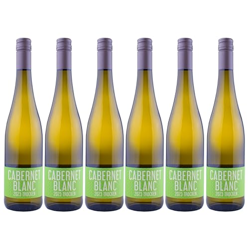 Nehrbaß - “Cabernet Blanc trocken” Weißwein trocken 6 x á 0,75 Liter - Qualitätswein - Vegan - Aus Deutschland (Rheinhessen) - Trockener Weiß-Wein neue, nachhaltige Rebsorte von Nehrbaß