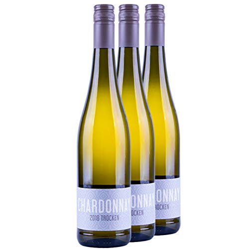 Nehrbaß - “Chardonnay 2022” - Weißwein trocken 3 x á 0,75 Liter - Qualitätswein - Vegan - Aus Deutschland (Rheinhessen) - mit Schraubverschluss von Nehrbaß