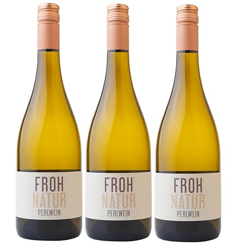 Nehrbaß - “Frohnatur 2019” - Perlwein weiß trocken 3 x á 0,75 Liter - Qualitätswein - Vegan - Rebsorte Riesling und Gelber Muskateller - Aus Deutschland (Rheinhessen) von Nehrbaß