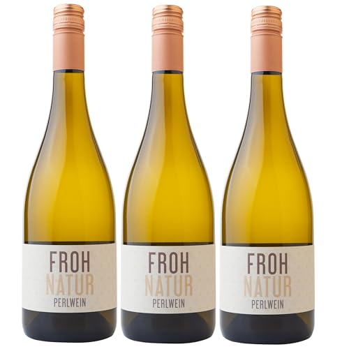 Nehrbaß - “Frohnatur 2022” - Perlwein weiß trocken 3 x á 0,75 Liter - Qualitätswein - Vegan - Rebsorte Riesling und Gelber Muskateller - Aus Deutschland (Rheinhessen) von Nehrbaß