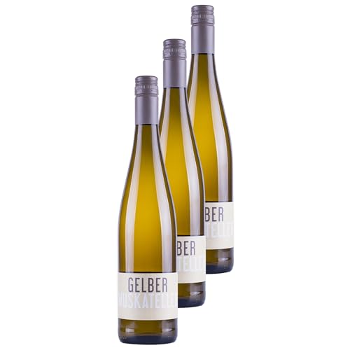 Nehrbaß - “Gelber Muskateller 2024” - Weißwein lieblich 3 x á 0,75 Liter - Vegan - Aus Deutschland (Rheinhessen) - mit Schraubverschluss - Qualitätswein von Nehrbaß