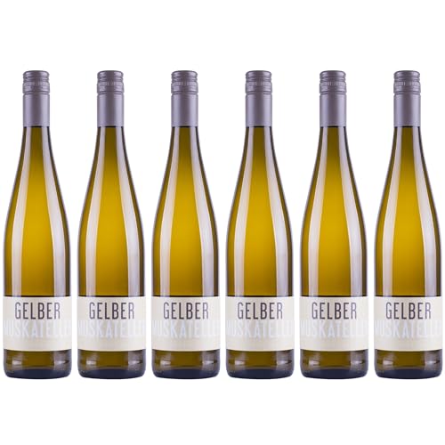 Nehrbaß - “Gelber Muskateller 2024” - Weißwein lieblich 6 x á 0,75 Liter - Vegan - Aus Deutschland (Rheinhessen) - mit Schraubverschluss - Qualitätswein von Nehrbaß