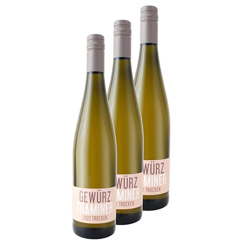 Nehrbaß - “Gewürztraminer 2022” - Weißwein trocken 3 x á 0,75 Liter - Qualitätswein - Vegan - Aus Deutschland (Rheinhessen) - mit Schraubverschluss von Nehrbaß