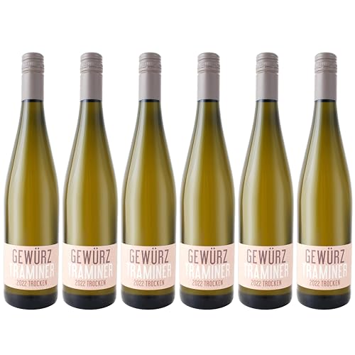 Nehrbaß - “Gewürztraminer 2022” - Weißwein trocken 6 x á 0,75 Liter - Qualitätswein - Vegan - Aus Deutschland (Rheinhessen) - mit Schraubverschluss von Nehrbaß