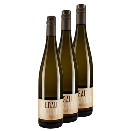Nehrbaß - “Grauburgunder 2021” Weißwein trocken 3 x á 0,75 Liter - Qualitätswein - Vegan - Aus Deutschland (Rheinhessen) - Trockener Weiß-Wein mit Schraubverschluss von Nehrbaß