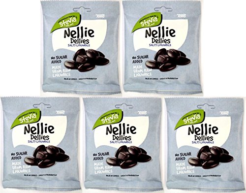 5 x TOMS NELLIE DELLIES SALTY LIQUORICE STEVIA LAKRITZ ZUCKERFREI 90g Incl. Goodie von Flensburger Handel von Nellie Dellies