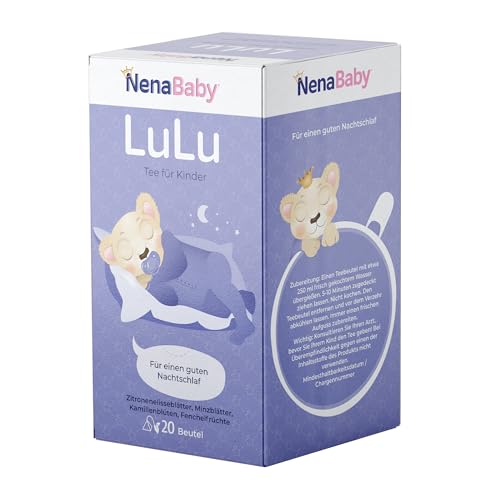 NenaBaby Lulu Tee für Babys und Kleinkinder - für einen guten Nachtschlaf| Melisse, Minze, Kamille, Fenchel | 20 Pyramidenbeutel von NenaBaby