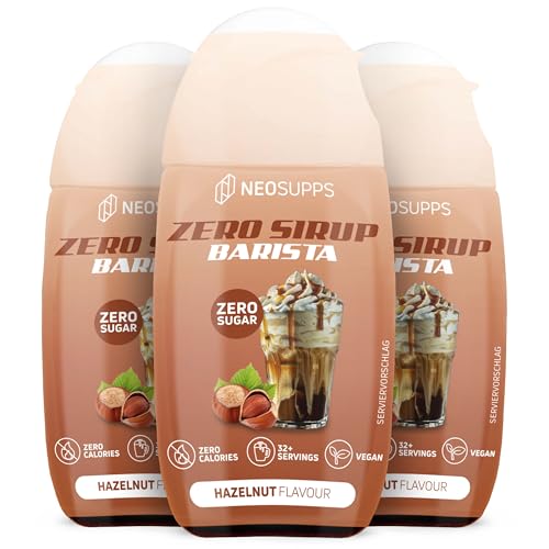 Neosupps Zero Sirup Barista Hazelnut Geschmack, natürlicher Getränkesirup mit Zero Kalorien, Getränkekonzentrat, Fertiggetränk Vegan, Zuckerfreier Sirup, Ideal für Kaffeespezialitäten, 3x 65ml Neosupps Zero Sirup Barista Hazelnut Geschmack, natürlicher Getränkesirup mit Zero Kalorien, Getränkekonzentrat, Fertiggetränk Vegan, Zuckerfreier Sirup, Ideal für Kaffeespezialitäten, 3x 65ml von Neosupps