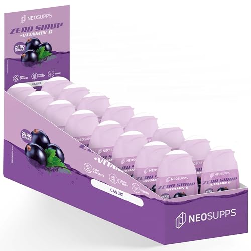 Neosupps Zero Sirup - Cassis Geschmack - 65 ml natürlicher Getränkesirup mit Vitamin C, 1x Flasche ergibt 8 L Fertiggetränk, Zero Kalorien & zucker Getränkekonzentrat, 16x 65ml Fertiggetränk Neosupps Zero Sirup - Cassis Geschmack - 65 ml natürlicher Getränkesirup mit Vitamin C, 1x Flasche ergibt 8 L Fertiggetränk, Zero Kalorien & zucker Getränkekonzentrat, 16x 65ml Fertiggetränk von Neosupps