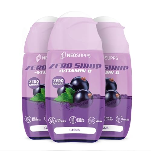 Neosupps Zero Sirup – Cassis Geschmack – 65 ml natürlicher Getränkesirup mit Vitamin C, 1x Flasche ergibt 8 L Fertiggetränk, Zero Kalorien & zucker Getränkekonzentrat, 3x 65ml Fertiggetränk Neosupps Zero Sirup – Cassis Geschmack – 65 ml natürlicher Getränkesirup mit Vitamin C, 1x Flasche ergibt 8 L Fertiggetränk, Zero Kalorien & zucker Getränkekonzentrat, 3x 65ml Fertiggetränk von Neosupps