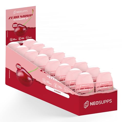 Neosupps Zero Sirup - Cherry Geschmack - 65 ml natürlicher Getränkesirup mit Vitamin C, 1x Flasche ergibt 8 L Fertiggetränk, 16er Box Fertiggetränk Neosupps Zero Sirup - Cherry Geschmack - 65 ml natürlicher Getränkesirup mit Vitamin C, 1x Flasche ergibt 8 L Fertiggetränk, 16er Box Fertiggetränk von Neosupps