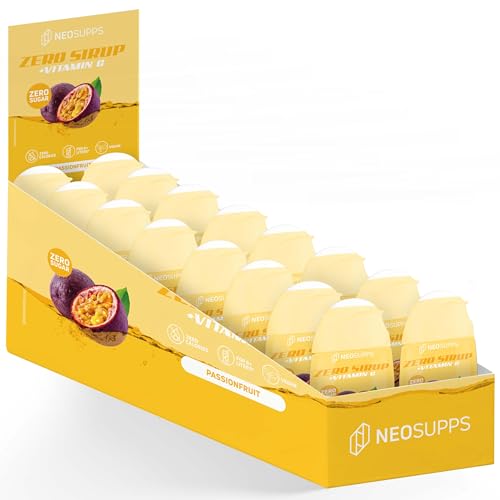 Neosupps Zero Sirup - Passionfruit Geschmack - 65 ml natürlicher Getränkesirup mit Vitamin C, 1x Flasche ergibt 8 L Fertiggetränk, Zero Kalorien & zucker Getränkekonzentrat, 16x 65ml Fertiggetränk Neosupps Zero Sirup - Passionfruit Geschmack - 65 ml natürlicher Getränkesirup mit Vitamin C, 1x Flasche ergibt 8 L Fertiggetränk, Zero Kalorien & zucker Getränkekonzentrat, 16x 65ml Fertiggetränk von Neosupps