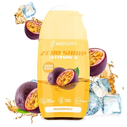 Neosupps Zero Sirup - Passionfruit Geschmack - 65 ml natürlicher Getränkesirup mit Vitamin C, 1x Flasche ergibt 8 L Fertiggetränk, Zero Kalorien & zucker Getränkekonzentrat, 1x 65ml Fertiggetränk Neosupps Zero Sirup - Passionfruit Geschmack - 65 ml natürlicher Getränkesirup mit Vitamin C, 1x Flasche ergibt 8 L Fertiggetränk, Zero Kalorien & zucker Getränkekonzentrat, 1x 65ml Fertiggetränk von Neosupps