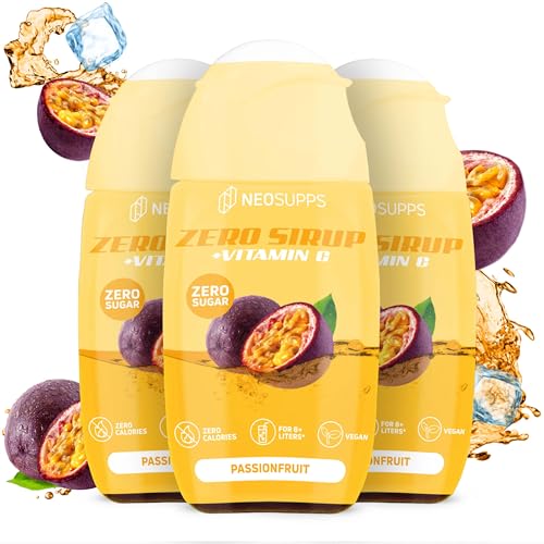 Neosupps Zero Sirup – Passionfruit Geschmack – 65 ml natürlicher Getränkesirup mit Vitamin C, 1x Flasche ergibt 8 L Fertiggetränk, Zero Kalorien & zucker Getränkekonzentrat, 3x 65ml Fertiggetränk Neosupps Zero Sirup – Passionfruit Geschmack – 65 ml natürlicher Getränkesirup mit Vitamin C, 1x Flasche ergibt 8 L Fertiggetränk, Zero Kalorien & zucker Getränkekonzentrat, 3x 65ml Fertiggetränk von Neosupps