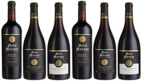 Nero Marone - Italien Probierpaket - 6 Flaschen Rotwein aus Italien - Primitivo Di Salento, Edizione Privata, Salice Salentino (6 x 0,75 l) von Nero Marone