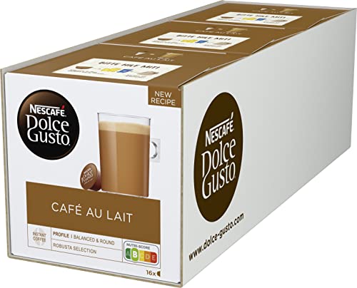 NESCAFÉ Dolce Gusto Café au Lait mit cremigem Milchschaum, 3er Pack (3x16 Kapseln) von NESCAFÉ DOLCE GUSTO