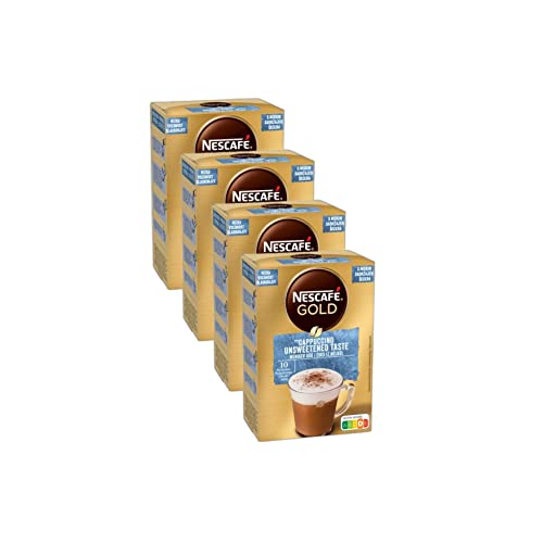NESCAFÉ Gold Typ Cappuccino Weniger Süß, Getränkepulver aus Instant-Bohnenkaffee & Kaffeeweißer, lösliche Kaffee-Sticks, 4er Pack (à 10 x 12,5 g Sticks) von NESCAFÉ