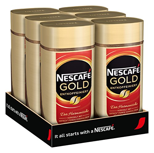 NESCAFÉ Gold Entkoffeiniert, löslicher Bohnenkaffee aus erlesenen Kaffeebohnen, ohne Koffein, vollmundig & aromatisch, 6er Pack (6 x 200 g) von Nescafé