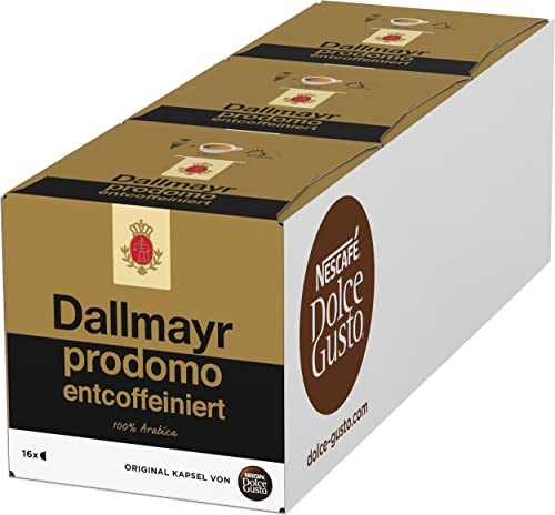 NESCAFÉ Dolce Gusto Dallmayr prodomo entcoffeiniert, 48 Kaffeekapseln (100% Arabica-Bohnen, Intensität 5), 3er Pack (3x16 Kapseln) von NESCAFÉ DOLCE GUSTO