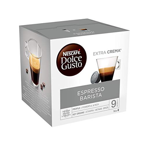 NESCAFÉ Dolce Gusto Espresso Barista | Kaffeekapseln | Kräftiger Espresso | Robusta und Arabica Bohnen | dunkle Röstung| Dichte Crema | Aromaversiegelte Kapseln | 16 Kapseln von Nescafé Dolce Gusto