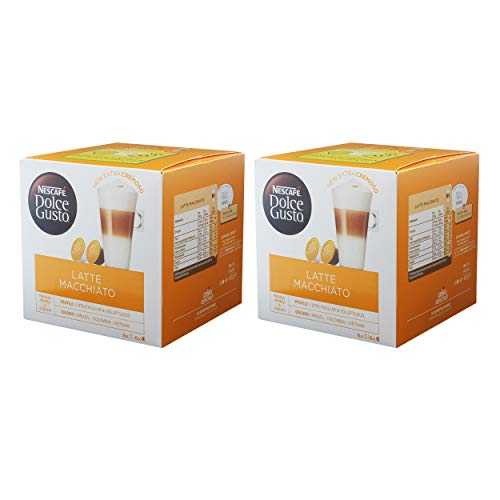 Nescafé Dolce Gusto Latte Macchiato, Kaffee, Kaffeekapsel, 2er Pack, 2 x 16 Kapseln (16 Portionen) von NESCAFÉ DOLCE GUSTO