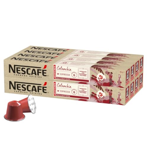 NESCAFÉ Farmers Origins Colombia Espresso Entkoffeiniert 8 x 10 Kaffeekapseln - Kaffeekapseln für Nespresso Maschinen von Nescafe Farmers Origins