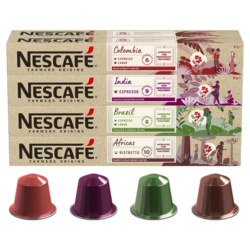 NESCAFÉ Farmers Origins Kaffeekapseln Probierset (4 Varianten), 8 x 10 (80 Kapseln) - Kaffeekapseln für Nespresso Maschinen von Nescafe Farmers Origins