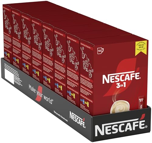 NESCAFÉ 3-in-1 Getränkepulver-Sticks, löslicher Bohnenkaffee mit Creamer & Zucker, Instant-Kaffee aus erlesenen Kaffeebohnen, koffeinhaltig, 8er Pack (8 x 10 -Sticks à 16,5g) von Nescafé