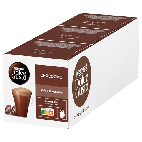 NESCAFÉ Dolce Gusto Chococino, 48 Kapseln Trinkschokolade, Feiner Kakao Geschmack, Cremige Milch und beste Schokolade, Schnelle Zubereitung, Aromaversiegelte , 3er Pack (3x16 ) von NESCAFÉ DOLCE GUSTO