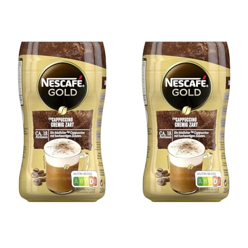 NESCAFÉ GOLD Typ Cappuccino Cremig Zart, Getränkepulver aus löslichem Bohnenkaffee, cremiger Geschmack & intensives Aroma, koffeinhaltig, 2er Pack (1 x 250g) von Nescafé