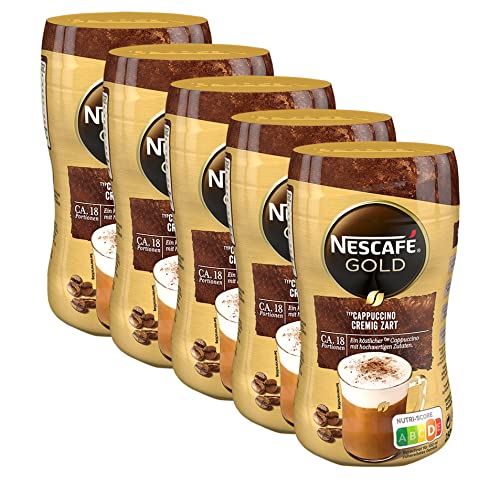 NESCAFÉ GOLD Typ Cappuccino Cremig Zart, Getränkepulver aus löslichem Bohnenkaffee, cremiger Geschmack & intensives Aroma, koffeinhaltig, 5er Pack (5 x 250g) von Nescafé